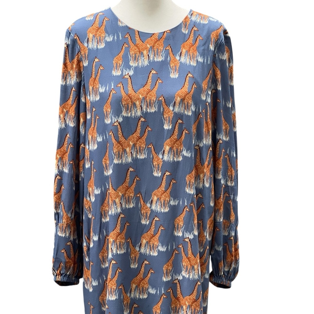 Corey Lynn Calter Blue and Orange Giraffe Print Sheath Dress Size Medium - Picture 9 of 9